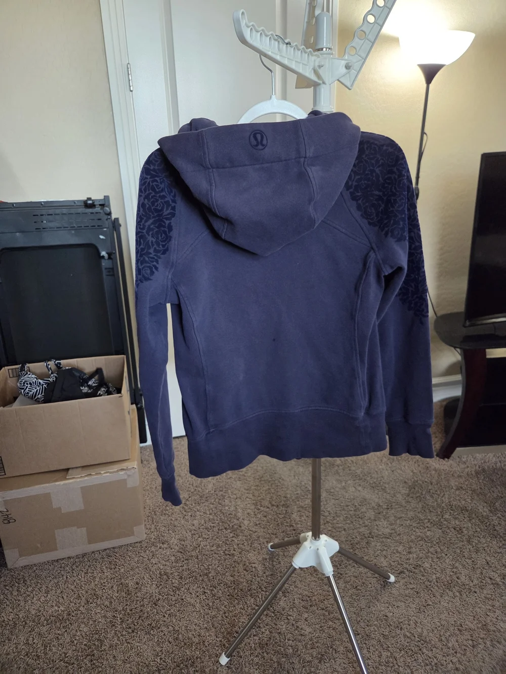 Lululemon Scuba Hoodie Light Cotton Fleece (Floral Flock) In Midnight Navy
